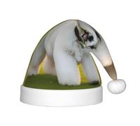 Aubnva Bichon Frise Dog on the grass Print Christmas Hat for Children Holiday Xmas Cap Festive New Year Party Accessory