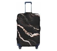 Aubnva Black Rose Gold Marble Print Washable Travel Luggage Cover Personalized Suitcase Protector for Business Leisure