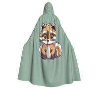 Aubnva Cartoon Cute Raccoon Print Lightweight And Breathable Unisex Cloak For Halloween Cosplay Full Length Hooded