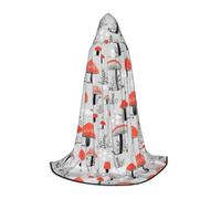 Aubnva Cartoon Mushrooms Print Unisex Hooded Cloak Variety Halloween Cosplay Carnival Comfortable Stylish Robe