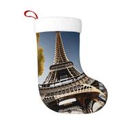 Aubnva Cityscape Paris Eiffel Tower France Print Christmas Stocking Holiday Decor 17.7in Xmas Sock Festive Hanging Filling Gift