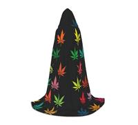 Aubnva Colorful Cannabis Leaves Print Unisex Hooded Cloak Variety Halloween Cosplay Carnival Comfortable Stylish Robe