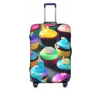 Aubnva Colorful Happy Birthday Cupcakes Print Washable Travel Luggage Cover Personalized Suitcase Protector for Business Leisure
