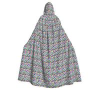 Aubnva Colorful Sweet Lollipop Cupcake Donut Print Lightweight And Breathable Unisex Cloak For Halloween Cosplay Full Length Hooded