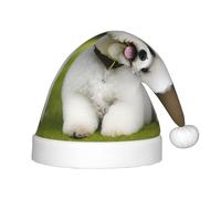 Aubnva cute Bichon Frise Dog Print Christmas Hat for Children Holiday Xmas Cap Festive New Year Party Accessory