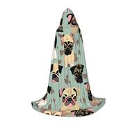 Aubnva Cute Chihuahua Pug Pattern Print Unisex Hooded Cloak Variety Halloween Cosplay Carnival Comfortable Stylish Robe