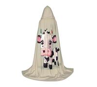 Aubnva Cute White Cow Print Unisex Hooded Cloak Variety Halloween Cosplay Carnival Comfortable Stylish Robe