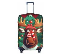 Aubnva Funny Christmas Moose Print Washable Travel Luggage Cover Personalized Suitcase Protector for Business Leisure