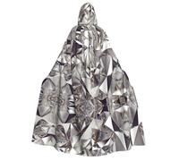 Aubnva Glitter Abstract Diamond Crystal Pattern Print Men Women Hooded Cloak Comfortable Halloween Carnival Costume Christmas Theme