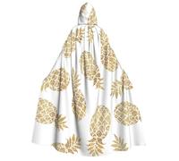 Aubnva Golden Pineapple Background Print Men Women Hooded Cloak Comfortable Halloween Carnival Costume Christmas Theme