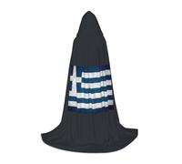 Aubnva Greek Flag Print Unisex Hooded Cloak Variety Halloween Cosplay Carnival Comfortable Stylish Robe