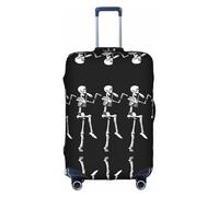 Aubnva Halloween Posable Skeleton Skull Print Washable Travel Luggage Cover Personalized Suitcase Protector for Business Leisure