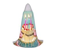 Aubnva Happy Birthday Big Cake Print Unisex Hooded Cloak Variety Halloween Cosplay Carnival Comfortable Stylish Robe