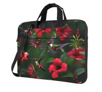 Aubnva Hummingbirds Red Flower Hibiscus Print Lightweight Versatile Office Work Bag Stylish And Functional Laptop Bag Women Men