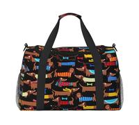 Aubnva I Love My Dog Dachshunds Print Ample Travel Large Capacity Hand Travel Bag Carry On Tote Foldable Travel Totes Bag