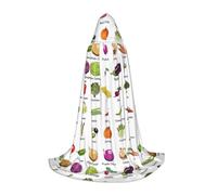 Aubnva Introduction Of Various Vegetables Print Unisex Hooded Cloak Variety Halloween Cosplay Carnival Comfortable Stylish Robe