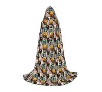 Aubnva Lisbon Tram Pattern Print Unisex Hooded Cloak Variety Halloween Cosplay Carnival Comfortable Stylish Robe