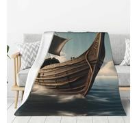 Aubnva Old Viking Boat Print Warm Blanket Couch Soft Blankets Thick Cozy Bedding Camping Traveling Living Room