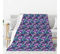 Aubnva Purple Butterfly and Flowers Print Warm Blanket Couch Soft Blankets Thick Cozy Bedding Camping Traveling Living Room