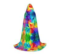 Aubnva Rainbow Geometric Print Unisex Hooded Cloak Variety Halloween Cosplay Carnival Comfortable Stylish Robe