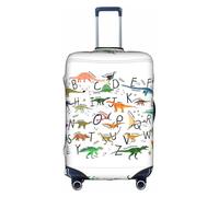 Aubnva Stylish Learning Alphabets with Dinosaurs Print Washable Travel Luggage Cover Personalized Suitcase Protector for Business Leisure