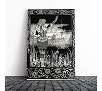 Aubrey Beardsley Excalibur in The Lake Canvas Print | Gallery Wrapped 30mm Frame Wall Art | 30x20 inches | Ready to Hang | Modern Landscape Picture | Living Room Bedroom Lounge Office