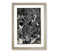 Aubrey Beardsley The Cave of Spleen Framed Print | A2 Oak Framed Wall Art | Ready to Hang | Modern Nature Picture | Living Room Bedroom Lounge Office