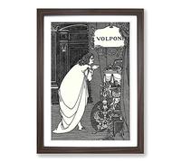 Aubrey Beardsley Volpone Adoring his Teasures Framed Print | A2 Walnut Framed Wall Art | Ready to Hang | Modern Nature Picture | Living Room Bedroom Lounge Office