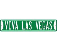 Aubrey Hammond Viva Las Vegas Rustic Retro Metal Tin Tin Sign Wall Decor Art 16 x 4 Inches