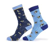 Aubrion Childrens/Kids Bee Bamboo Socks (Pack of 2)One Size Blue/Yellow/Black E
