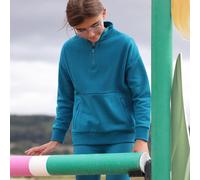 Aubrion React Young Rider Quarter Zip Sweater - Kingfisher - Size: Age 11-12