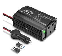 AUCARAUTO 300W Car Power Inverter 12V to 240V / 230V Modified Sine Wave Voltage Converter with USB-A 4.8A Charging Ports, Durable Aluminum Body, Charge Your Laptop, iPhone, Tablet - Black