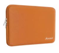 Aucase 15 15.6 inch Laptop Sleeve Leather Case, Water Resistant Puffy Protective Laptop Bag for Macbook Air 15 inch/Macbook Pro 16 inch/HP/LENOVO/ACER/ASUS/DELL Chromebook Matebook 15.6