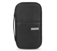 Auccu Passport Holder Travel Wallet, Large Capacity Family Travel Document Holder Organiser Waterproof for Women & Men for Cash, Passport, Boarding Pass, ID Card, Credit, Tickets, Pen, Black S