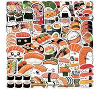 AUCEKO 50 PCS Multicolor Cute Japanese Food Stickers for Laptop, Water Bottle, Skateboard, Car, Bike, etc. Vinyl Material, Outdoor Usage