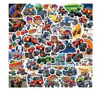 AUCEKO Blaze and the Monster Machines Sticker Set - 50pcs Waterproof Vinyl Stickers for Laptops, Cars, Skateboards, Bicycles, etc. - Red, Cartoon Style