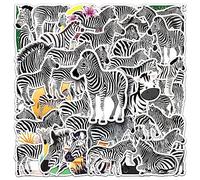 AUCEKO Pack of 50 Animal Zebra Stickers Pack Zebra Sticker Set Waterproof Vinyl Stickers for Laptop Children Cars Motorcycle Bicycle Skateboard Luggage Suitcase Computer Sticker Graffiti Decal