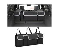 AUCELI Car Trunk Organizer, Backseat Hanging Large Storage with Adjustable Straps, Waterproof Collapsible Cargo Bag with 4 Pockets, Sturdy Space Saver Frees Trunk Floor for SUV, Truck, MPV (Black)
