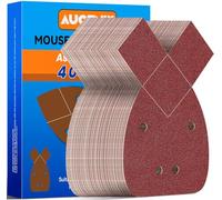 Aucenix 80Pcs Mouse Sander Pads: Detail Sanding Pads for Mouse Sander with 40/60/80/120/180/240/320/400 Mixed Grits - 4 Holes Sandpaper Sheets with Extra 2 Tips for Replacement for Black and Decker
