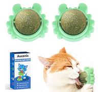Aucenix Catnip Balls Toy for Cat, Wall Catnip Roller for Cat Licking, Teeth Cleaning Dental Edible Kitten Toy, Natural Rotating Cat Toy (Green-2pcs)