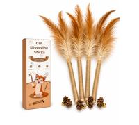 Aucenix Catnip Chew Sticks for kitten, Natural Matatabi Silvervine Cat Toy for Cat Teeth Cleaning, Silvervine for Cats Toys with Catnip, Cat Dental Sticks kitten Toys for Indoor Cats (4, Natural Wood)