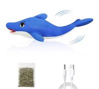 Aucenix Floppy Fish Cat Catnip Toys, Flapping Interactive Electric Kitten Toy for Indoor Cats Chew, Moving Fish Kicker Toy Realistic with USB Charger, Simulation Wagging Tail (Dolphin-Dark Blue)