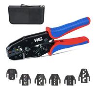 Aucent Crimping Tool Kit Set Wire Crimper With 7 PCS Quick Changing Interchangeable Dies Jaws and Tool Bag for Heat Shrink Terminals Insulated MC4 Connector 0.5-35mm²/2-20AWG (Blue)
