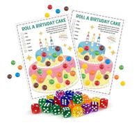 Auch Roll a Birthday Cake Dice Game Set, 30 Transparent Color Dice & 25 Game Sheets, Fun Birthday Party Activity, Icebreaker, Group Game for Birthday Celebrations, Family Gathering Party Supplies