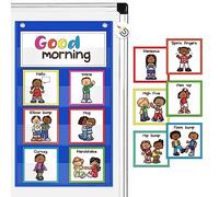 Auchq Morning Meeting Greetings Classroom Chart, Preschool Kindergarten Elementary Teacher Supplies for Classroom Must Haves, Social Greetings for Kids, Great for Back to School/Welcome Sign.