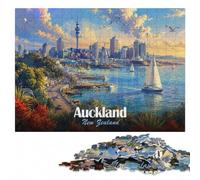 Auckland New Zealand Cityscape Art Jigsaw Puzzle for Adults, 500 Pieces | Year-end puzzle gift for adults with tabletop activity for adults at your own pace.