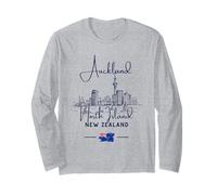 Auckland New Zealand North Island Cityscape Skyline Flag Long Sleeve T-Shirt