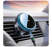 Auckly 15W for MagSafe Car Mount Charger, (3.81 lbf) Strong Magnetic Wireless Car Charger, Air Vent/Dashboard, Phone Holder Mount for iPhone 17/16/15/14/13/12 & Samsung, Aluminium, Deep Black