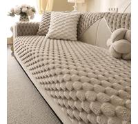 Aucrovee Soft Plush Faux Fur Couch Cover, Fluffy Non Slip Sectional Sofa Covers for 3 Cushion Couch, Furniture Protector Sofa Slipcover(1 PCS 36"x36" Khaki)