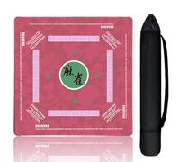 Aucuda Mahjong Mat Noise Reducing with Rules, 33.5x33.45 Inch Non-Slip American Mah Jongg Table Set Cover with Travel Bags, Thanksgiving Poker Card Games Board Waterproof, 2025 Version (Pink).